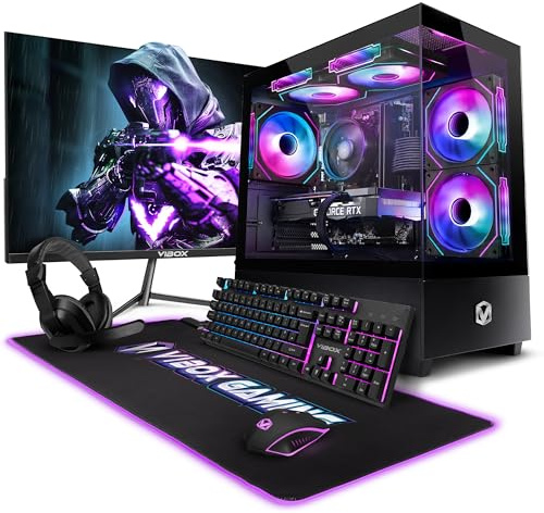 Vibox V-533 Gaming PC Bundle • AMD Ryzen 5 5500 6-Core • Radeon RX 9060 XT 8GB • 16GB RAM • 1TB SSD • Windows 11 • 23 Monitor • WiFi