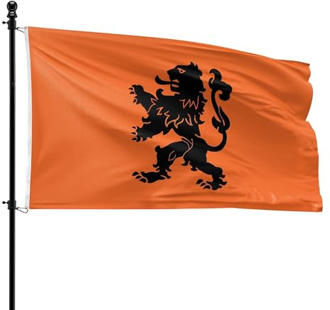 VlagDirect - Bandera de León Naranja - Bandera Naranja de Fútbol - Bandera Holandesa del Equipo de Eftal - Bandera de León Holandés - 90 x 150 cm