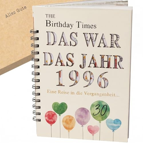 the lazy panda card company Das Jahr, das 1996 war - Karte Buch zum 30. Geburtstag mit Details zum Geburtsjahr Geburtstagskarte 30 Dreizig (1996)