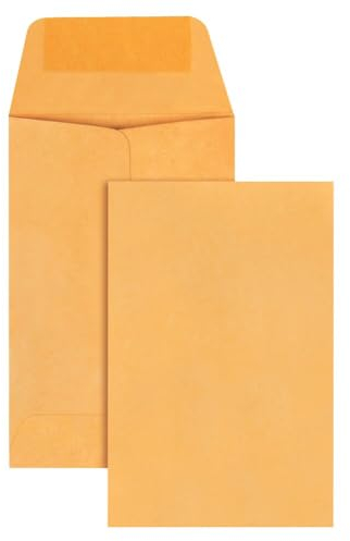 Quality Park Münz- und Kleinteile-Umschlag aus Kraftpapier, 1 quadratische Klappe, gummierter Verschluss, 2,25 x 3,5, hellbraunes Kraftpapier, 500 Stück/Karton