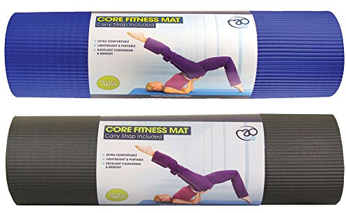 Fitness-Mad Core Fitness Mat | Lightweight & Comfortable NBR Exercise & Pilates Mat | Non-Absorbent Easy to Clean | 10 / 15mm Thick with Optional Eyelets to Wall Hang