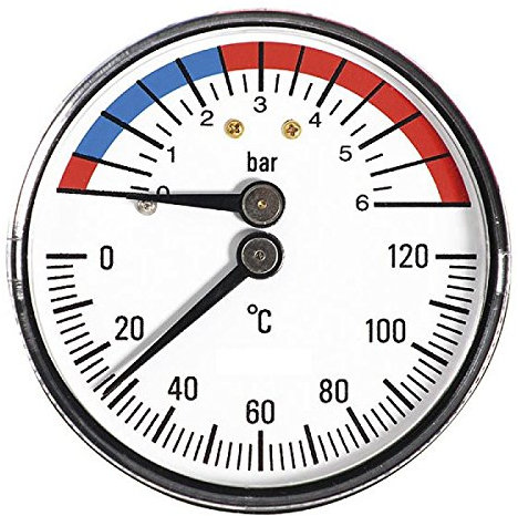 63mm 6BAR 120C Thermo-Manometer 1/2 Zoll Rückeingang Manometer
