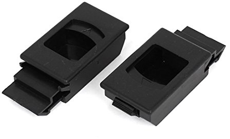 Sourcingmap Door Cabinet Lock Plastic Recessed Flush Sliding Pull Latch Black 2pcs