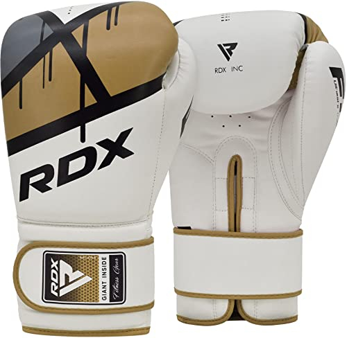 RDX Guantes de Boxeo Muay Thai Entrenamiento, Maya Hide Cuero, Ego Boxing Gloves para Sparring Kickboxing Saco Manoplas de Boxeo MMA Fight Training, Hombres Mujeres, 8 10 12 14 16 oz