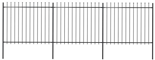 vidaXL Gartenzaun mit Speerspitze Stahl 537 x 150 cm Schwarz