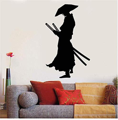 Vinyl Wandtattoo Krieger Samurai Katana Schwerter Aufkleber Wohnkultur Wandtattoos Japanische Comics Wohnzimmer Wandaufkleber 58X96Cm