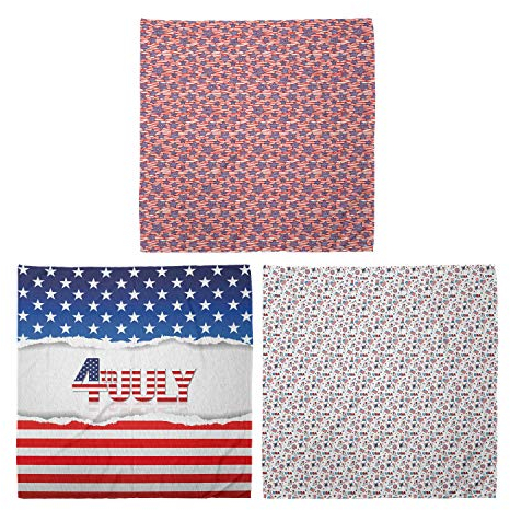 ABAKUHAUS Unisex Bandana, Flagge von Amerika Patriotischer Muster USA, 3er Pack, Mehrfarbig