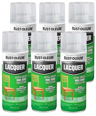 Rust-Oleum 1906830-6PK Lacquer Spray Paint, 11 oz, Gloss Clear, 6 Pack