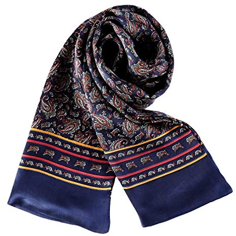 UK_Stone 100% Seide Paisley Blumen Halstuch Herren Schal (Paisley # 5 Dunkelblau)