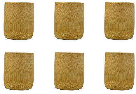 Lot de 6 tasses en bambou réutilisables respectueuses de l'environnement sans BPA pour enfants et adultes
