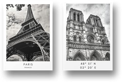 Freyheit | Premium Poster Set | stilvolles 2er-Set mit passenden Bildern in schwarz-weiß | 2 Stück in DIN A4 (21x30cm) | ohne Bilderrahmen » Städte « (Paris)