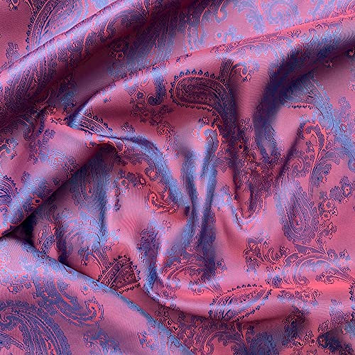 Paisleymuster, Jacquard-Polyviskose, gewebt, für Polstermöbel, Kleider, Anzüge, Futter, Drapierstoff, Stoff | 150 cm breit (Meterware, lila/rot)
