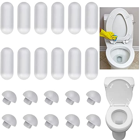 Basetousual Toilettensitzkissen, WC Sitz Puffer, Gummipuffer WC Sitz, für Toilettenlid und Toilettensitz, für Zuhause, Büro, Hotel, Bad, Weiß