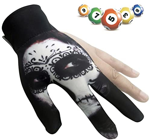 Kuashidai Universal-Billard-Handschuhe mit 3 Fingern, elastisch, rutschfest, verschleißfest, atmungsaktiv, linke Hand