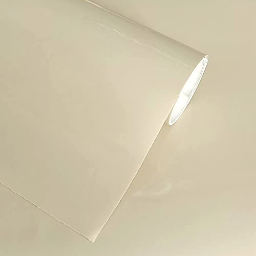 Vinilo Adhesivo Beige Brillo de 30x120 cm Para Muebles Cocina Paredes Ventanas Manualidades Papel Adhesivo Decorativo (30x120 cm, BEIGE BRILLO)