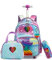 HTgroce Rollrucksack Schulranzen mit Rollen für Mädchen Pop it Rucksack 16 Zoll Set 3 in 1 mit Lunch Bag und Mäppchen Pop Fidget Bag Geschenk für Kinder.