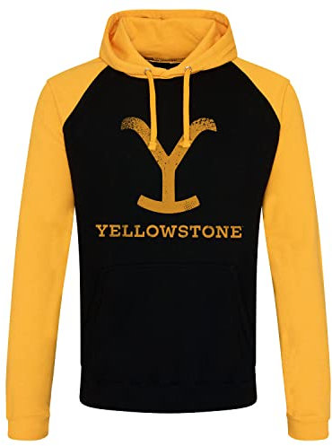 Yellowstone Offizielles Lizenzprodukt Baseball Kapuzenpullover (Schwarz-Gelb), Mittel