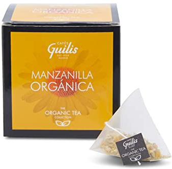 CAFES GUILIS DESDE 1928 AMANTES DEL CAFE Infusión Orgánica de Manzanilla en Flor Caja 15 pirámides - Pack 4