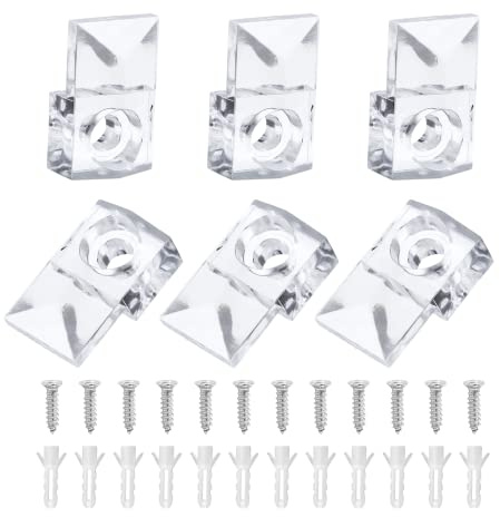 Jiozermi 30 Pcs Glass Window Retainer Clips Kit, Transparent Mirror Fixing Clips Glass Door Holder Cabinet Panel Bracket with Screws for Fixing Glass,B