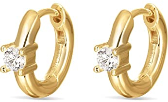 ESPRIT Damen-Creolen 925er Silber 2 Zirkonia One Size Gelbgold 32022998