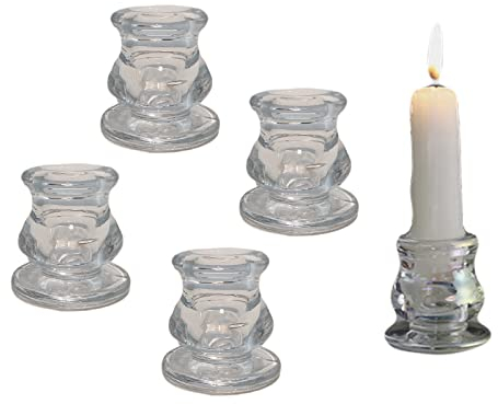 Eterspr 4 Piezas Vidrio Juegos Portavelas, Vidrio Candelabros de Cristal, Románticos Vidrio Vela, Portavelas Cristal Vidrio Pequeñas, para Navidad, Bodas, Adornos de Mesa