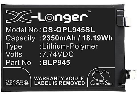 Cameron Sino Batterie pour Oneplus 10T 5G, ACE Pro, Ace Pro 5G, CPH2413, CPH2415, CPH2417, CPH2419, PGP110 PN:Oneplus BLP945 2350 mAh / 18,19 Wh