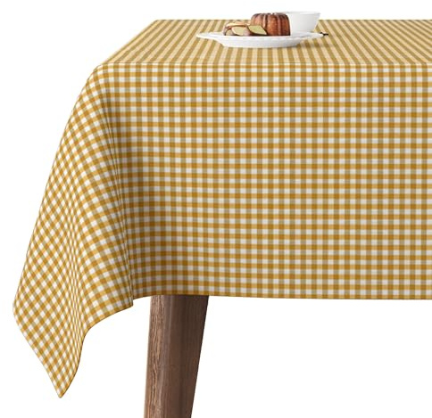 Martina Home Tischdecke mit Teflonbeschichtung Petit Vichy, 260 x 140 cm, Goldfarben