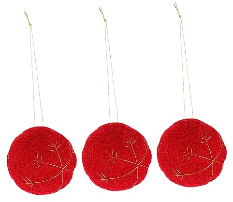 VILLCASE 3st Weihnachtskugeln Aus Filz Weihnachtskugeln Aus Wolle Zum Aufhängen Weihnachtsbaumschmuck Kranz-bommel-Kugel-anhänger Christbaumschmuck Büro Kaminsims Weihnachten Gefühlt