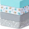 Spannbettlaken Spannbetttücher für Babybetten Kinderbett, atmungsaktives Mikrofaser Matratzenbettlaken, Oeko-TEX Zertifiziert, 60x120cm, 4er, Seeblau/Tier/Grau/Sternhimmel
