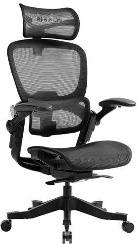 HINOMI H1 Classic V3 Bürostuhl Ergonomisch Schreibtischstuhl Gaming Stuhl Stoffbezug, mit Verstellbarer Rückenlehne,Klappbaren Armlehnen und Höhenverstellbar, Drehstuhl Rollend, Schwarz