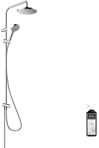 Colonne de douche ou bain douche sans mitigeur HANSGROHE Vernis Blend 200 EcoSmart chromée + nettoyant Briochin