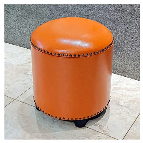 BEABAG Gepolsterter Sitz, Beistelltisch, Fußhocker, Kleiner Hocker, Aufbewahrungshocker für Spielzeug und Kleidung, runder Hocker, Wohnzimmerhocker, Schuhhocker, Sitzhocker, Lederhocker, Nieten-des