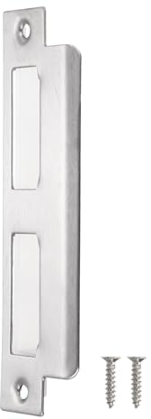 sourcing map Türschließblech, 145 mm x 40 mm, 201 Edelstahl, Riegel-Riegel-Schließblech für Türrahmen, Türpfosten, Silber