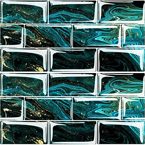 Klebefliesen Küche Grüner Marmor Wandfliese Aufkleber Pvc,Fliesen Folie Klebefliesen Selbstklebendetapete,Wasserdicht Wandaufkleber Für Küche,Schrank, Möbel,Tisch 15X15Cm