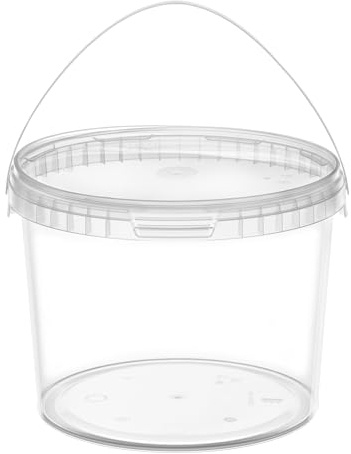 Garronda Eimer mit Deckel 3 Liter 5 Stück Aufbewahrungsbehälter GD-0072 | Transparent, für die Lagerung von Lebensmitteln und chemischen Produkten, kompakter Plastikbehälter für Haushalt und Gewerbe