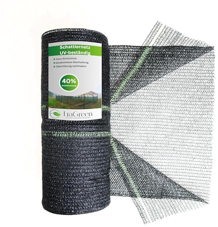 EraGreen Filet d'ombrage - 10 m x 1 m - Protection solaire avec 40 % d'effet d'ombrage pour plantes, clôture de jardin et balcon - Occultant pour serre, résistant aux UV et aux intempéries