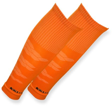 Tapedesign - TUBES PRO 1 Paar Fußball Stutzen (ohne Socken) Orange für Damen, Herren & Kinder - Fussball Sleeves für Schienbeinschoner - Fussball-Stutzen Knie lang - Fußball-Strümpfe (One-Size)
