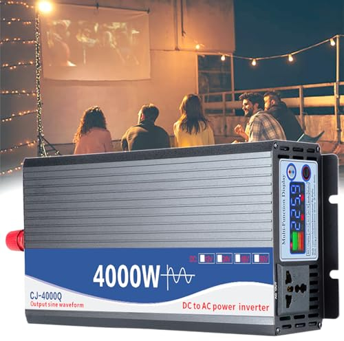 Beachtiful 4000W 12V/24V/48V Power Inverter 110V/220V AC Outlets, Installation Kit Included, Automotive Back Up Power Supply for Blenders, Vacuums, Power Tools,DC24VtoAC110V