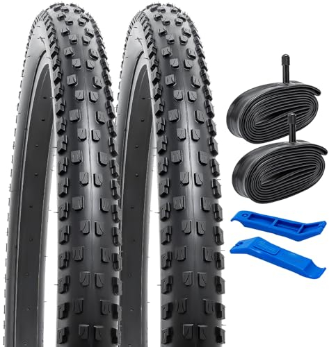 YunSCM 2Pcs Plegable 26 Pulgada Neumáticos 26x2.10 ETRTO 54-559 más 2Pcs 26 Pulgada Cámara de Aire AV32mm Valve Compatible Bike 26x2.10 26x2.125 Neumáticos and Cámara de Aire