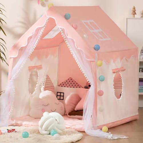 Prinzessin Zelt Mädchen großes Spielhaus Kinder Schloss Spielzelt Christamas Geschenk Geburtstagsgeschenk für Kinder Indoor-und Outdoor-Spiele (Rosa)