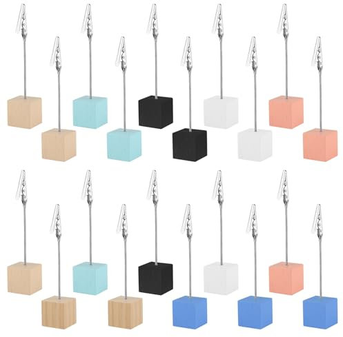 20 Stück Fotohalter mit Klammern, Kiefer Basis Memo Clip Halter, 11,5 x 2,5cm Fotoständer, Postkartenhalter für Hochzeits, Hausdekoration, Büro (7 Farben)