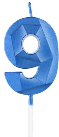 Königsblaue 3D Zahl 9 Kerze für Kuchen - Junge Mädchen 9. Geburtstag Dekoration, Blaue Kuchendekoration, Kerze Kuchen Topper für Geburtstagsfeier & Hochzeitstag