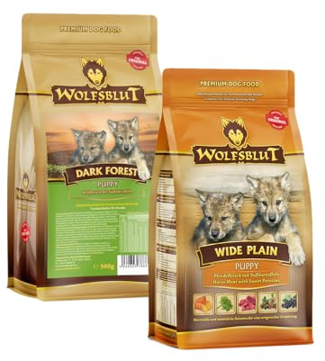 Wolfsblut Puppy Multipack 2 x 500g | Wide Plain 500g & Dark Forest 500g | Trockenfutter für heranwachsende Hunde | Getreidefrei mit Pferd & Wild | Probierpaket