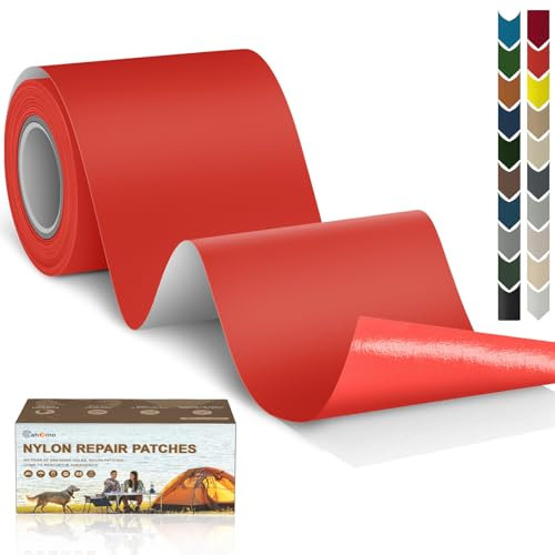 Cahomo Nylon Reparatur Patches, 7.6x200 cm Selbstklebender Wasserdichte Reparatur Patch, Daunenjacke Flicken Reparaturset,Nylon Flicken Selbstklebend, für Jacken, Zelte, Daunenjacke-Orange