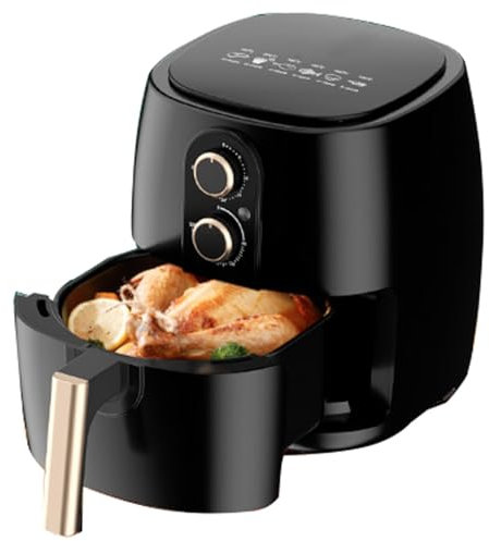 PLJKIHED Friteuse à air sans Huile Domestique à Circulation d'air Chaud tridimensionnelle Haute Puissance 1350 W avec Double Bouton de Grande capacité 6 L (Rose) (Noir 6 L) Stabilize