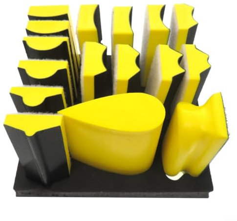 Juego de 16 bloques de lijado a mano de grado profesional, para lijar madera, reparación de automóviles, pulido de muebles, desbarbado