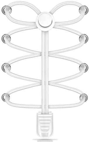 AIXMEET 1 Paar Elastische Schnürsenkel Ohne Binden, 100CM Sport Schnürsenkel mit Schnellverschluss, Gummi Schnürsenkel für Kinder, ältere Menschen, Läufer (1 pair pure white)