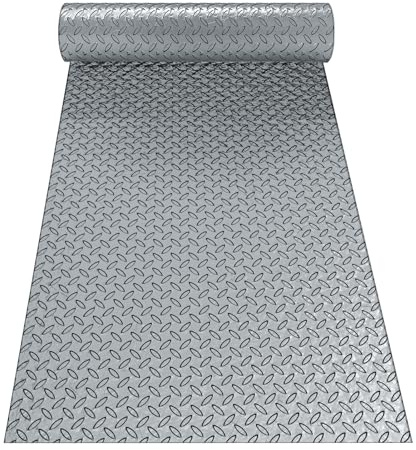 Tapete de garaje resistente de 7.5 x 20 pies, rollo de suelo de PVC antideslizante para estacionamiento de automóviles, resistente al agua y a las manchas, tapete grueso para garaje, color gris