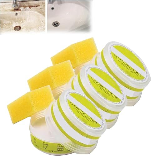 SSQOEGHF Clean Pebble Duschbodenreiniger, Allzweck-Reinigungssteinreiniger (mit Schwamm) für Badezimmer, Küche, natürlicher Allzweckreiniger und Polierer