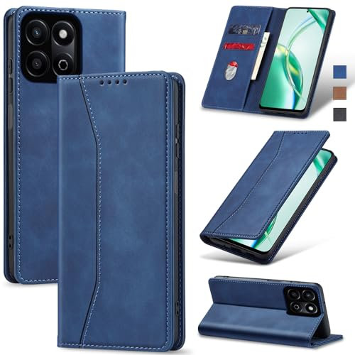 Jasonyu Funda para Honor 200 Smart,Cuero PU Carcasa,Tipo Libro Flip Case con Tarjetas y Cartera,Soporte Plegable,Cierre magnético,Capa (Azul)